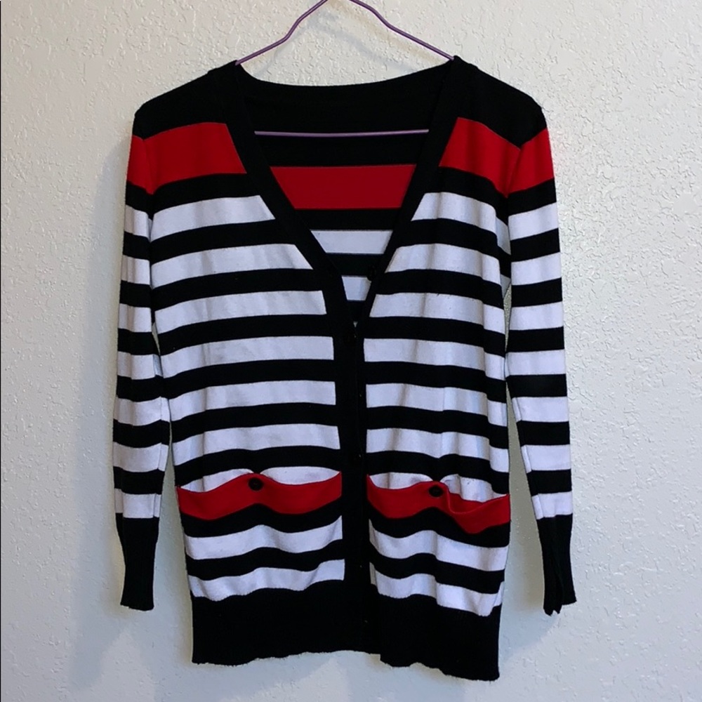 Cute black, white and red blouse